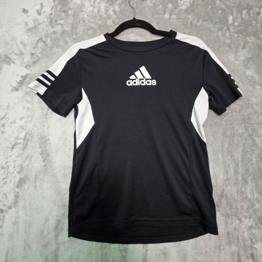 Adidas Kids Black White Short Sleeve Active Tee Shirt AG6402 Size S 8